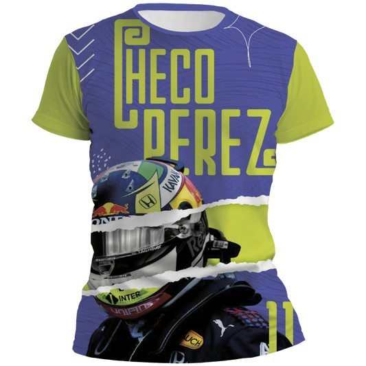 Playera Checo azul amarillo