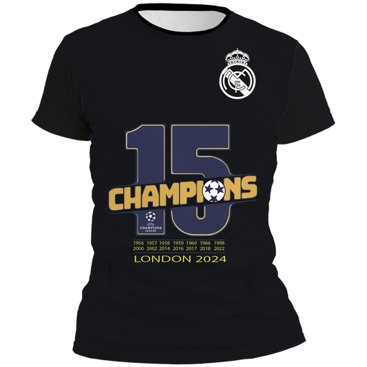 Playera Real Madrid Campeones 24 Negra